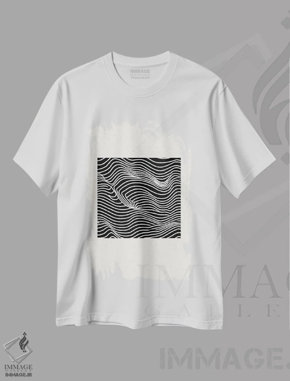تیشرت سفید طرح دار گرافیک خطی II، آبستره اثر استودیو می یوس | فروشگاه ایماژ