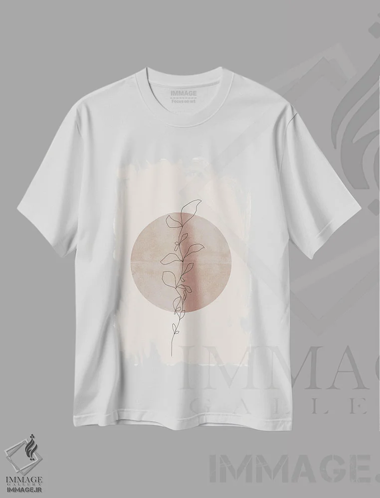 تیشرت سفید طرح دار گل خطی، آبستره اثر استودیو می یوس | immage.ir