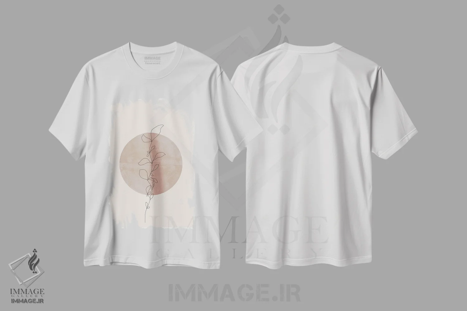 تیشرت سفید طرح دار گل خطی، آبستره اثر استودیو می یوس | immage.ir