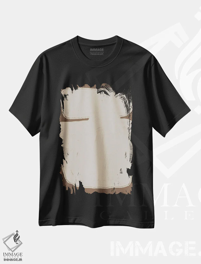 تیشرت مشکی طرح دار گلدان شکل مدرن، آبستره اثر استودیو می یوس | فروشگاه ایماژ