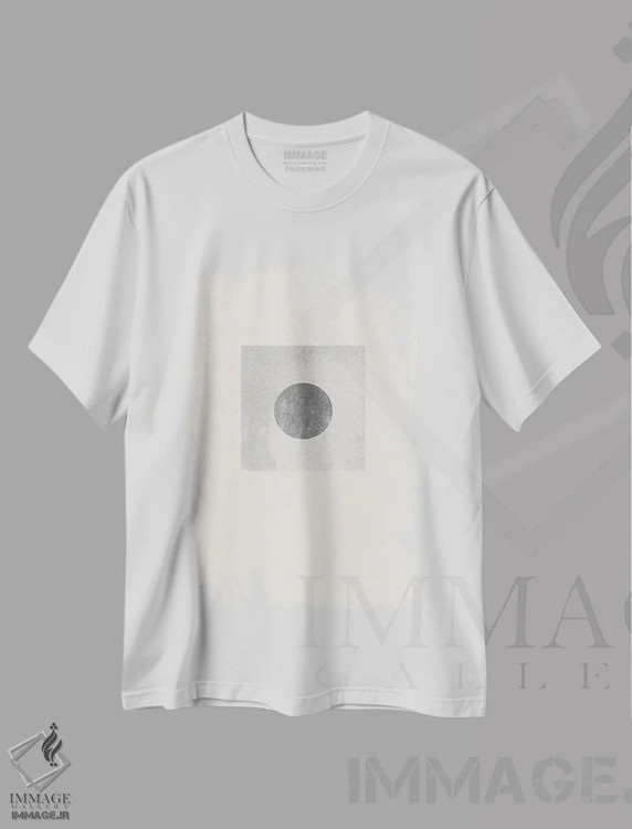 تیشرت سفید طرح دار هنر بافت کاغذی ژاپندی، آبستره اثر استودیو می یوس | فروشگاه ایماژ