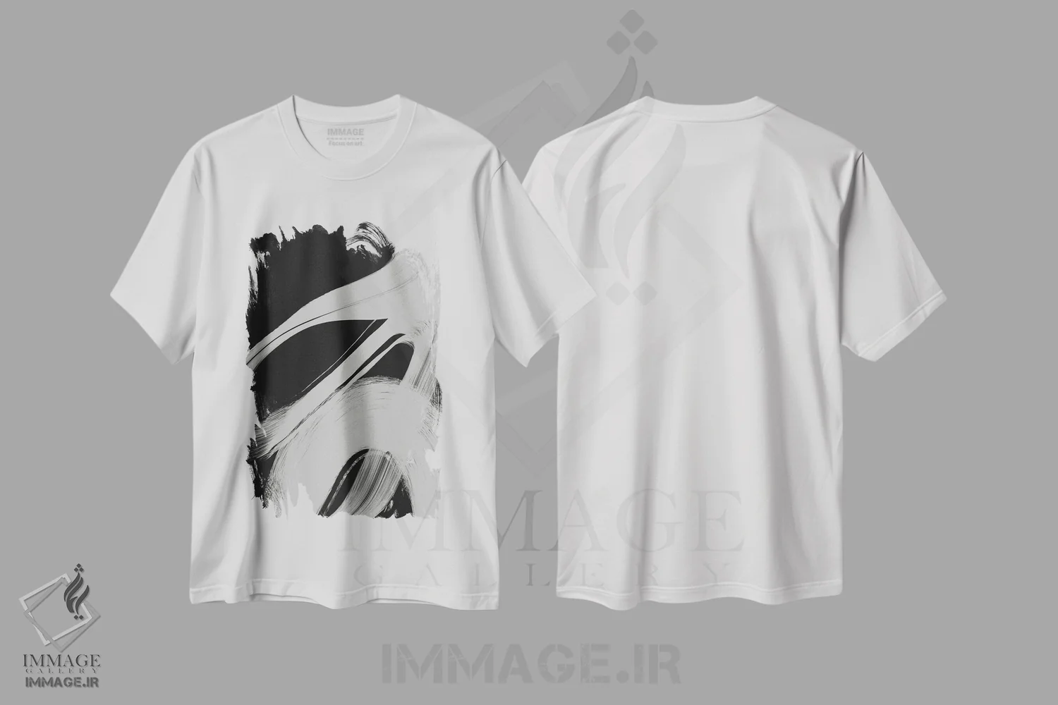 تیشرت سفید طرح دار ضربه های خاکستری I اثر تری چایلد | فروشگاه ایماژ