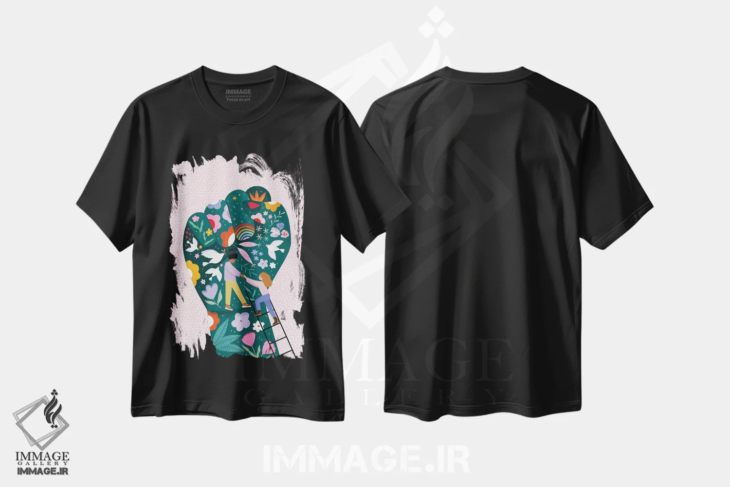 تیشرت مشکی طرح دار همبستگی، هنر آمریکایی آفریقایی تبار اثر بیا مولر | فروشگاه ایماژ