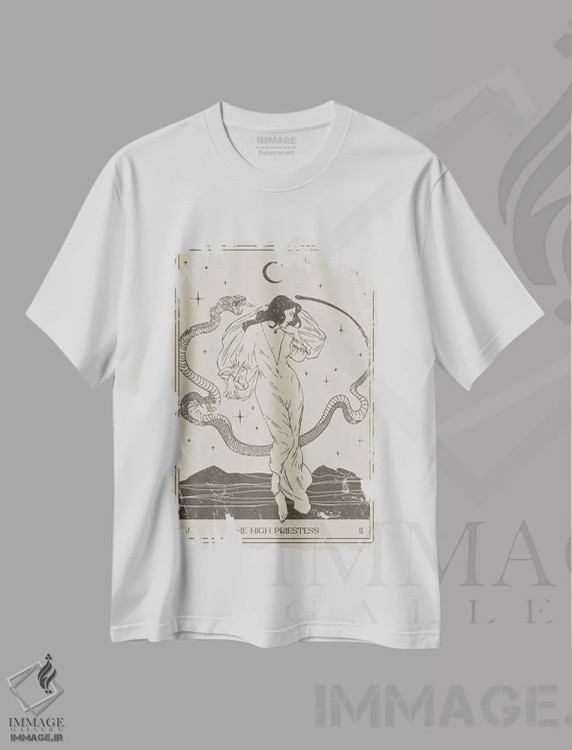 تیشرت سفید طرح دار کاهنه اعظم، تزئینی اثر ان کِی تی ان | فروشگاه ایماژ