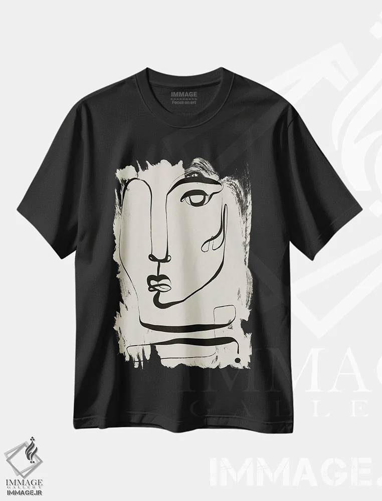 تیشرت مشکی طرح دار – تیشرت مینیمال ,صورت اثر تری چایلد فروشگاه ایماژ