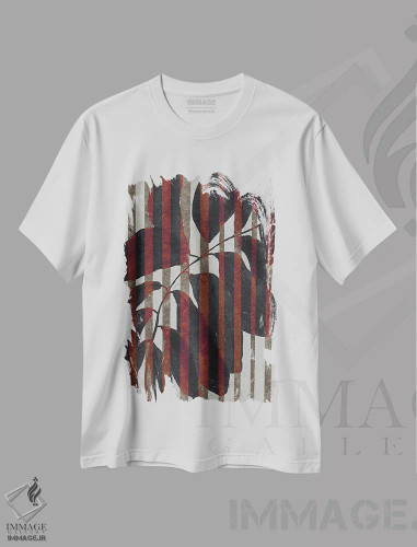 تیشرت سفید طرح دار – تیشرت گرافیکی ,گیاه و راه راه اثر تری چایلد فروشگاه ایماژ