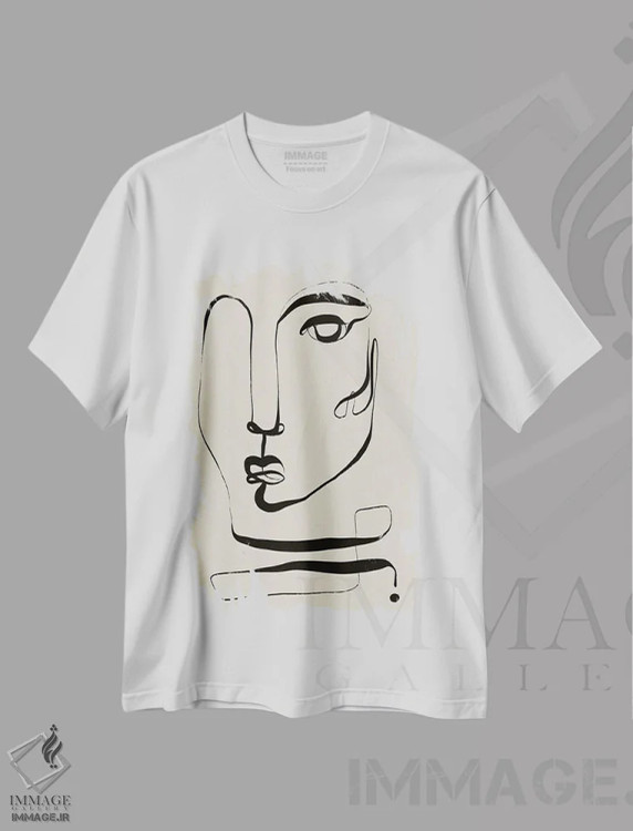 تیشرت سفید طرح دار – تیشرت مینیمال ,صورت اثر تری چایلد immage.ir