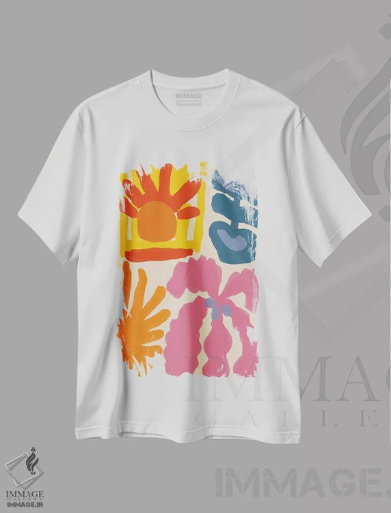 تیشرت سفید طرح دار – تیشرت گلدار ,تابستان خوش II اثر تری چایلد immage.ir