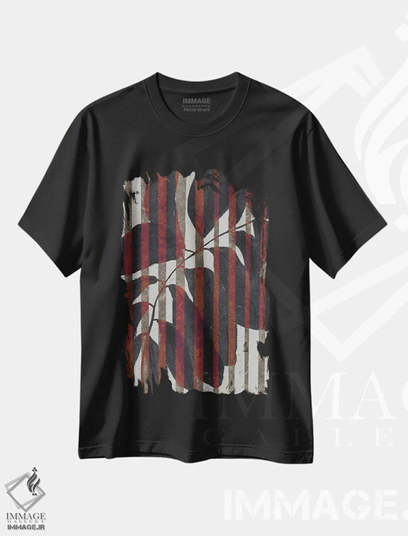 تیشرت مشکی طرح دار – تیشرت گرافیکی ,گیاه و راه راه اثر تری چایلد immage.ir