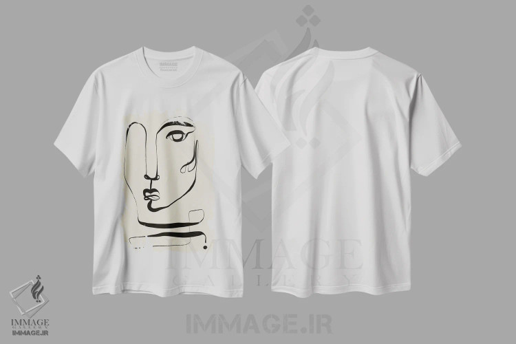 تیشرت سفید طرح دار – تیشرت مینیمال ,صورت اثر تری چایلد immage.ir