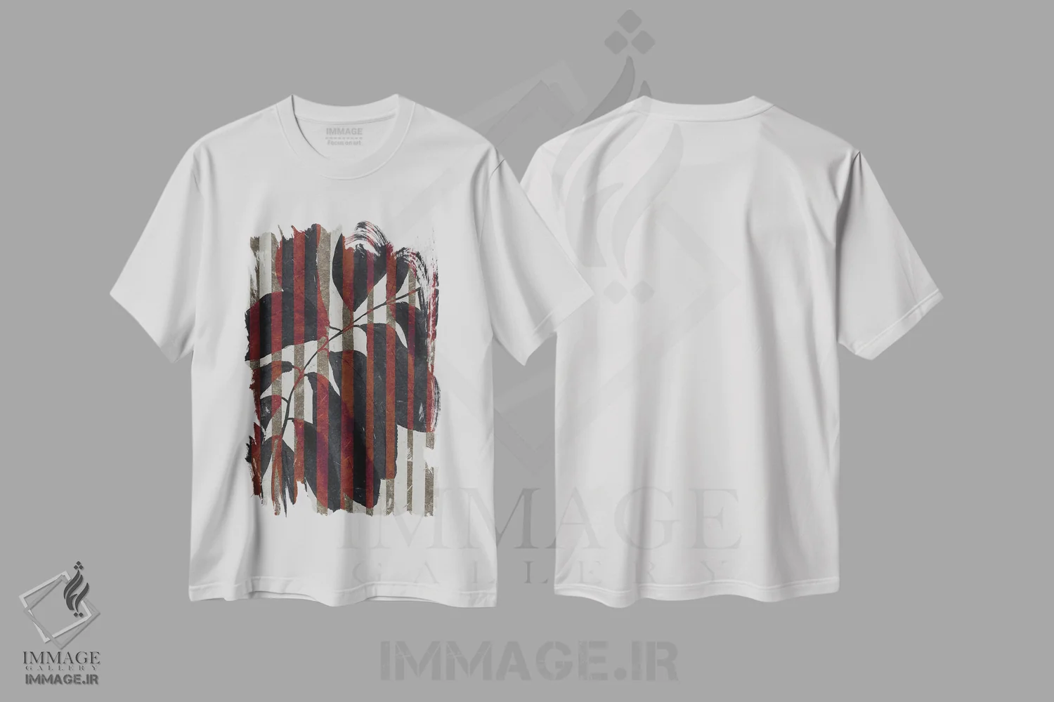 تیشرت سفید طرح دار – تیشرت گرافیکی ,گیاه و راه راه اثر تری چایلد فروشگاه ایماژ