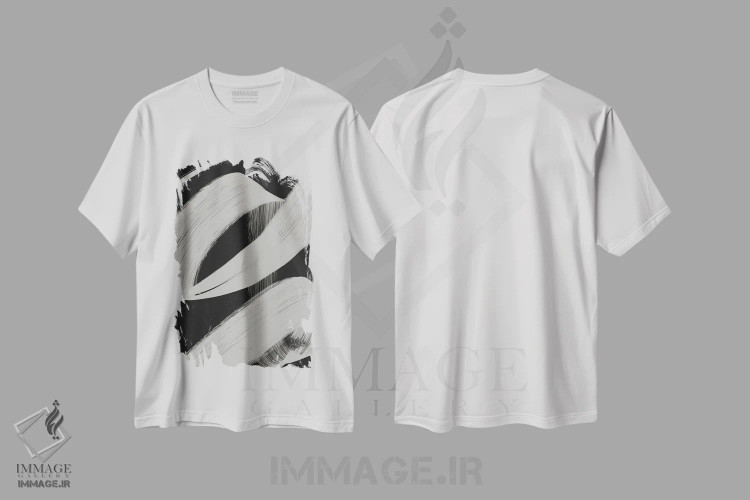 تیشرت سفید طرح دار – تیشرت مینیمال ,ضربه های خاکستری II اثر تری چایلد immage.ir