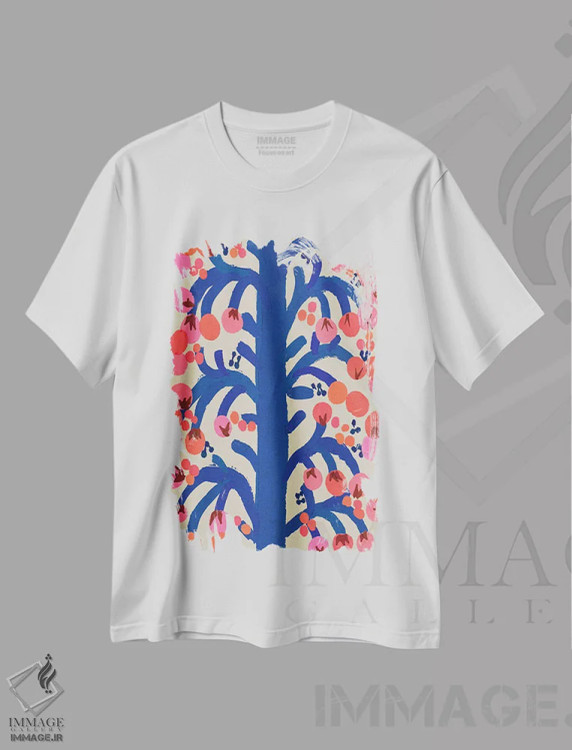 تیشرت سفید طرح دار – تیشرت انتزاعی ,درخت توت اثر تری چایلد immage.ir