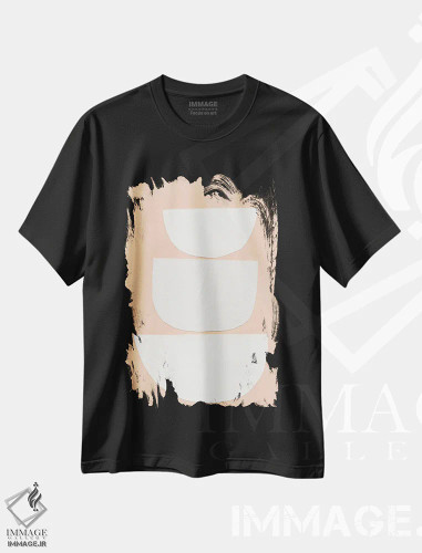 تیشرت مشکی طرح دار – تیشرت انتزاعی ,اشکال بریده شده II اثر یو پلاس می استودیو فروشگاه ایماژ