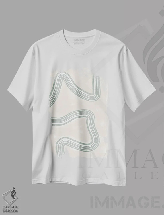 تیشرت سفید طرح دار – تیشرت انتزاعی ,پیچش انتزاعی اثر یو پلاس می استودیو immage.ir