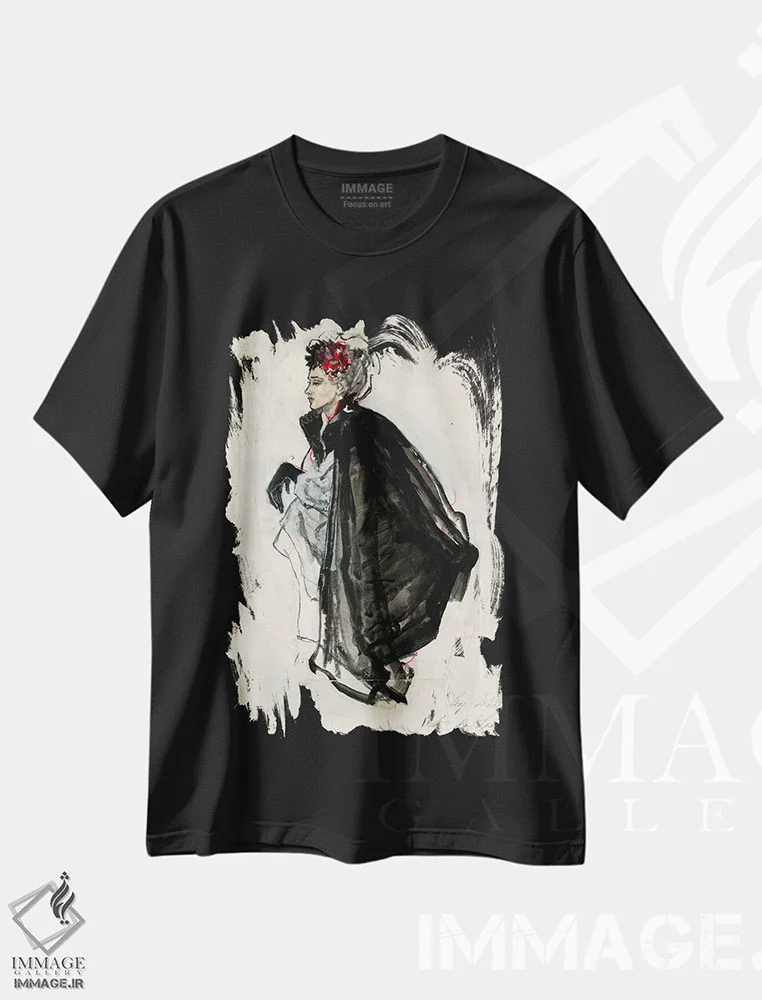 تیشرت مشکی طرح دار – تیشرت هنری ,ادای احترام به فریدا XIX اثر اوته راتمن فروشگاه ایماژ