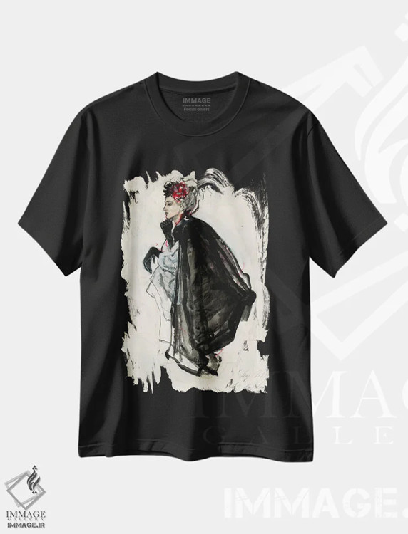 تیشرت مشکی طرح دار – تیشرت هنری ,ادای احترام به فریدا XIX اثر اوته راتمن فروشگاه ایماژ