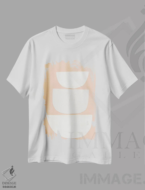 تیشرت سفید طرح دار – تیشرت انتزاعی ,اشکال بریده شده II اثر یو پلاس می استودیو immage.ir