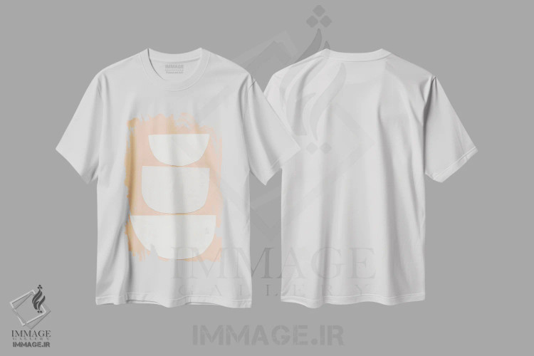 تیشرت سفید طرح دار – تیشرت انتزاعی ,اشکال بریده شده II اثر یو پلاس می استودیو immage.ir
