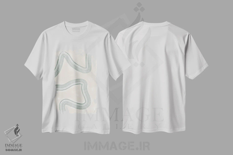تیشرت سفید طرح دار – تیشرت انتزاعی ,پیچش انتزاعی اثر یو پلاس می استودیو immage.ir