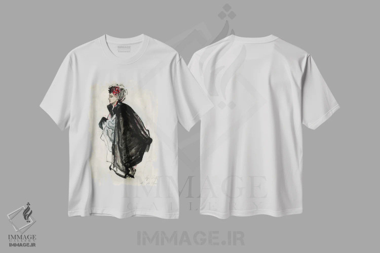 تیشرت سفید طرح دار – تیشرت هنری ,ادای احترام به فریدا XIX اثر اوته راتمن immage.ir