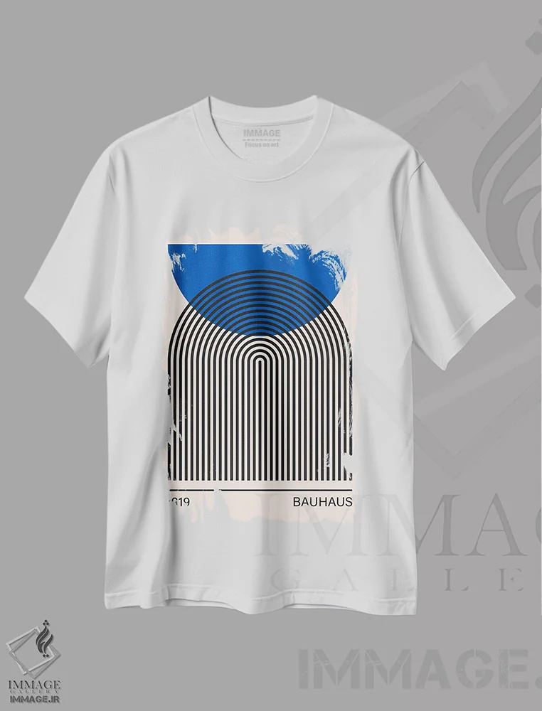 تیشرت سفید طرح دار – تیشرت هندسی ,هنر باوهاوس IV اثر ویتور کوستا فروشگاه ایماژ
