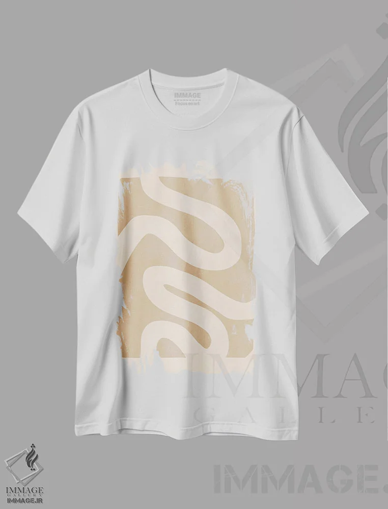 تیشرت سفید طرح دار – تیشرت آبستره هندسی ,خطوط بیانگر V اثر ویتور کوستا فروشگاه ایماژ