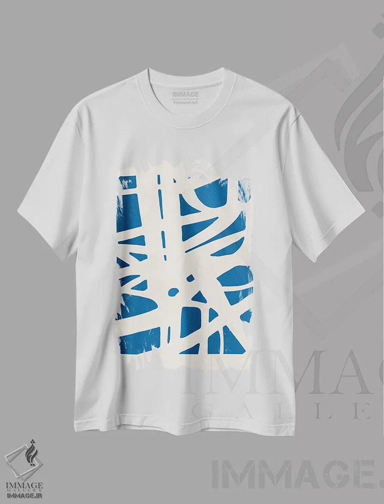 تیشرت سفید طرح دار – تیشرت هندسی مدرن ,خطوط بیانگر VII اثر ویتور کوستا فروشگاه ایماژ
