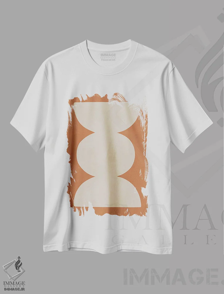 تیشرت سفید طرح دار – تیشرت هندسی نارنجی ,اشکال قبیله ای XV اثر ویتور کوستا فروشگاه ایماژ