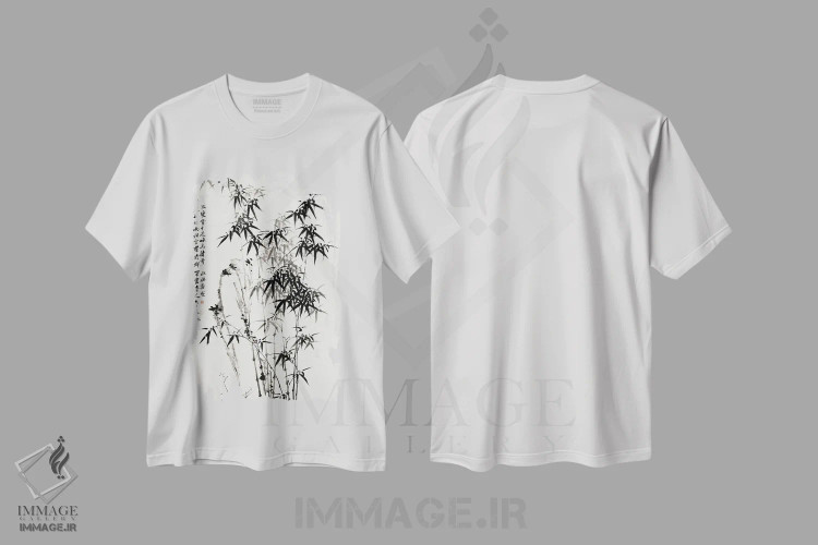 تیشرت سفید طرح دار – تیشرت آسیایی ,بامبو چینی اثر ژنگ شی فروشگاه ایماژ