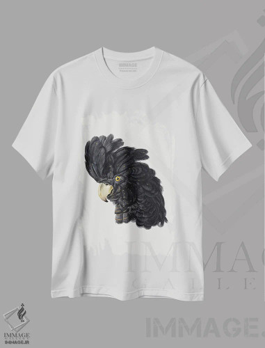 تیشرت سفید طرح دار – تیشرت حیوانات ,سر کاکاتو اثر آرت شوومان فروشگاه ایماژ