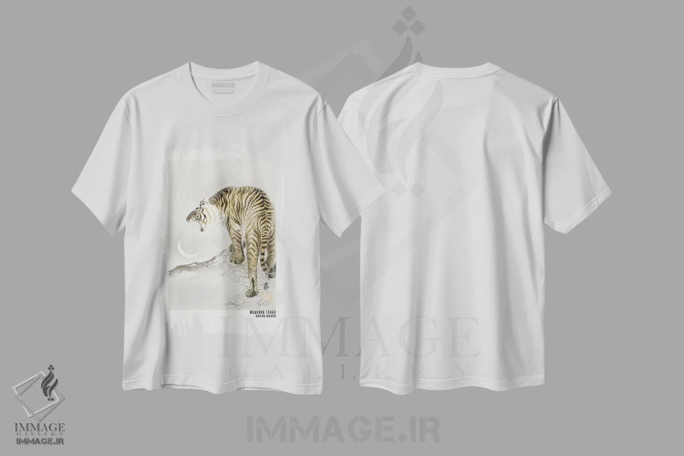 تیشرت سفید طرح دار – تیشرت هنری حیوانات ,پوستر هنری ببر غران اثر اوهارا کسون immage.ir