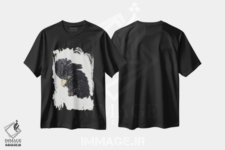 تیشرت مشکی طرح دار – تیشرت حیوانات ,سر کاکاتو اثر آرت شوومان immage.ir