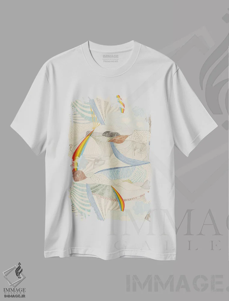 تیشرت سفید طرح دار – تیشرت طبیعت ,دره ویلی اثر الکساندر آدیلس فروشگاه ایماژ