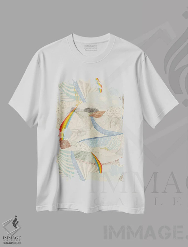 تیشرت سفید طرح دار – تیشرت طبیعت ,دره ویلی اثر الکساندر آدیلس فروشگاه ایماژ