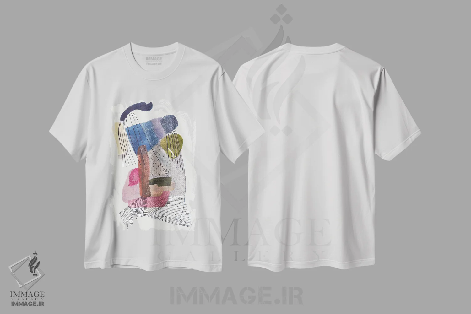 تیشرت سفید طرح دار – تیشرت انتزاعی هندسی ,روستا اثر الکساندر آدیلس immage.ir