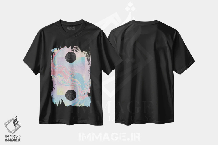 تیشرت مشکی طرح دار – تیشرت وینتیج ,کهکشان پاستلی سیاه چاله اثر امی لوییز بیکر فروشگاه ایماژ