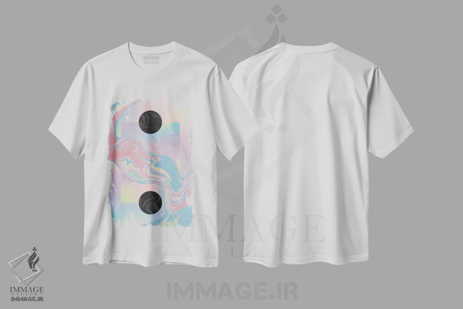 تیشرت سفید طرح دار – تیشرت وینتیج ,کهکشان پاستلی سیاه چاله اثر امی لوییز بیکر immage.ir