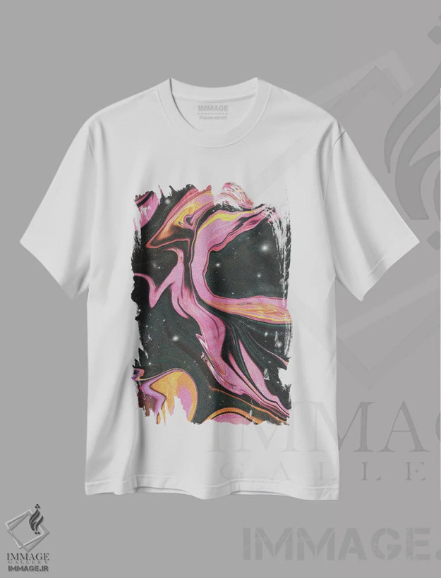 تیشرت سفید طرح دار – تیشرت فانتزی ,سحابی مارپیچ صورتی اثر امی لوییز بیکر فروشگاه ایماژ