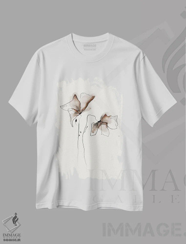 تیشرت سفید طرح دار – تیشرت هنری ,گل های فانکی اثر آنکی کویی فروشگاه ایماژ
