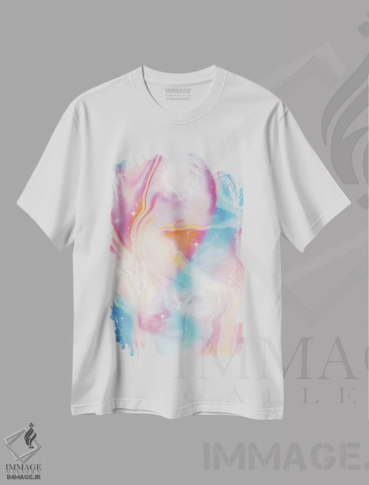 تیشرت سفید طرح دار – تیشرت رترو ,فضای پاستلی وینتیج اثر امی لوییز بیکر immage.ir