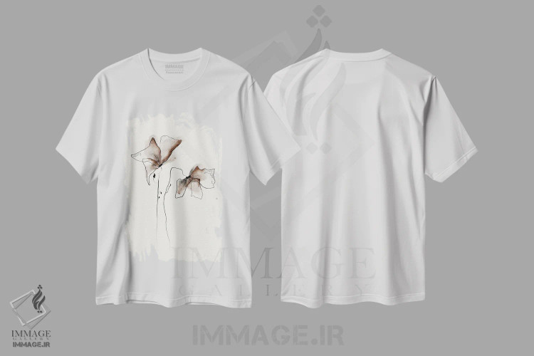 تیشرت سفید طرح دار – تیشرت هنری ,گل های فانکی اثر آنکی کویی فروشگاه ایماژ