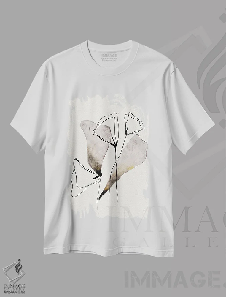تیشرت سفید طرح دار – تیشرت هنری ,گل های باشکوه اثر آنکی کویی immage.ir