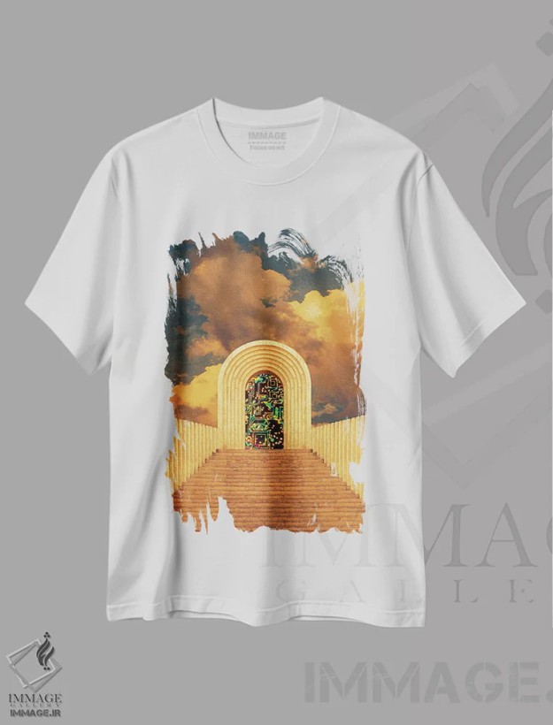 تیشرت سفید طرح دار – تیشرت شهری ,دروازه، پرتال اثر کازموزک فروشگاه ایماژ