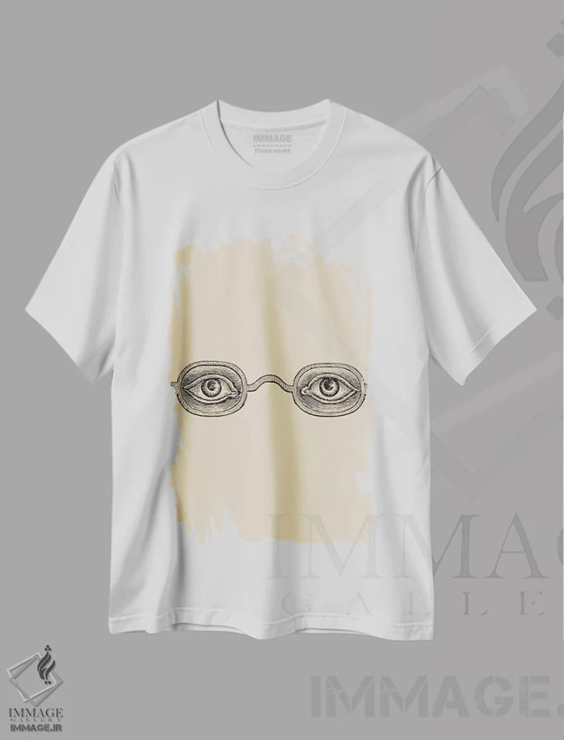 تیشرت سفید طرح دار – تیشرت مد ,چشم ها اثر الیزابت سی فروشگاه ایماژ