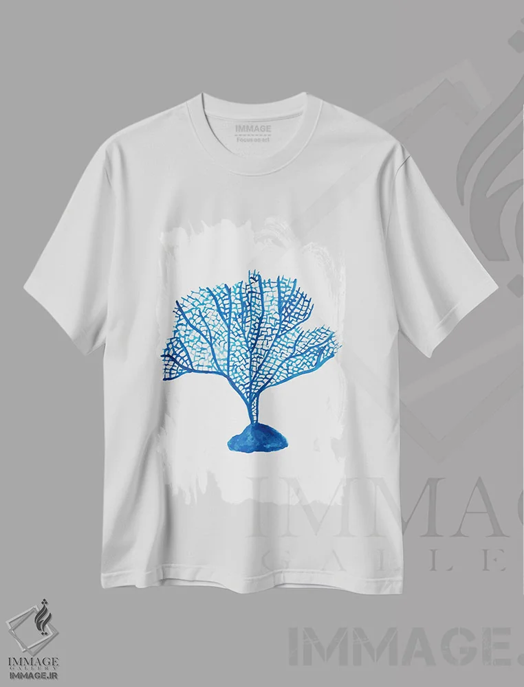 تیشرت سفید طرح دار – تیشرت دریایی ,درخت مرجانی اثر الیزابت سی immage.ir