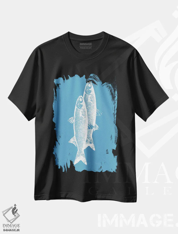 تیشرت مشکی طرح دار – تیشرت طبیعت ,ماهی ها اثر الیزابت سی فروشگاه ایماژ