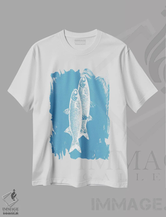 تیشرت سفید طرح دار – تیشرت طبیعت ,ماهی ها اثر الیزابت سی immage.ir