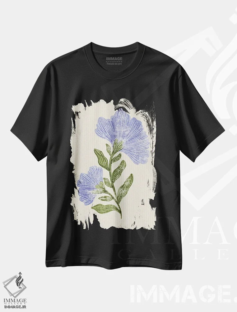 تیشرت مشکی طرح دار – تیشرت وینتیج ,گل وینتیج اثر نیکیتا جاریوالا immage.ir