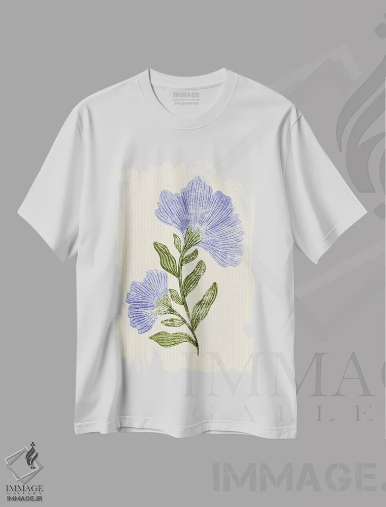 تیشرت سفید طرح دار – تیشرت وینتیج ,گل وینتیج اثر نیکیتا جاریوالا فروشگاه ایماژ
